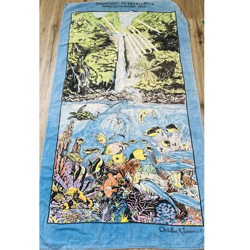 SAAB Beach Towel Ocean waterfall Hawaii By Christian Lassen Kona Made Colombia